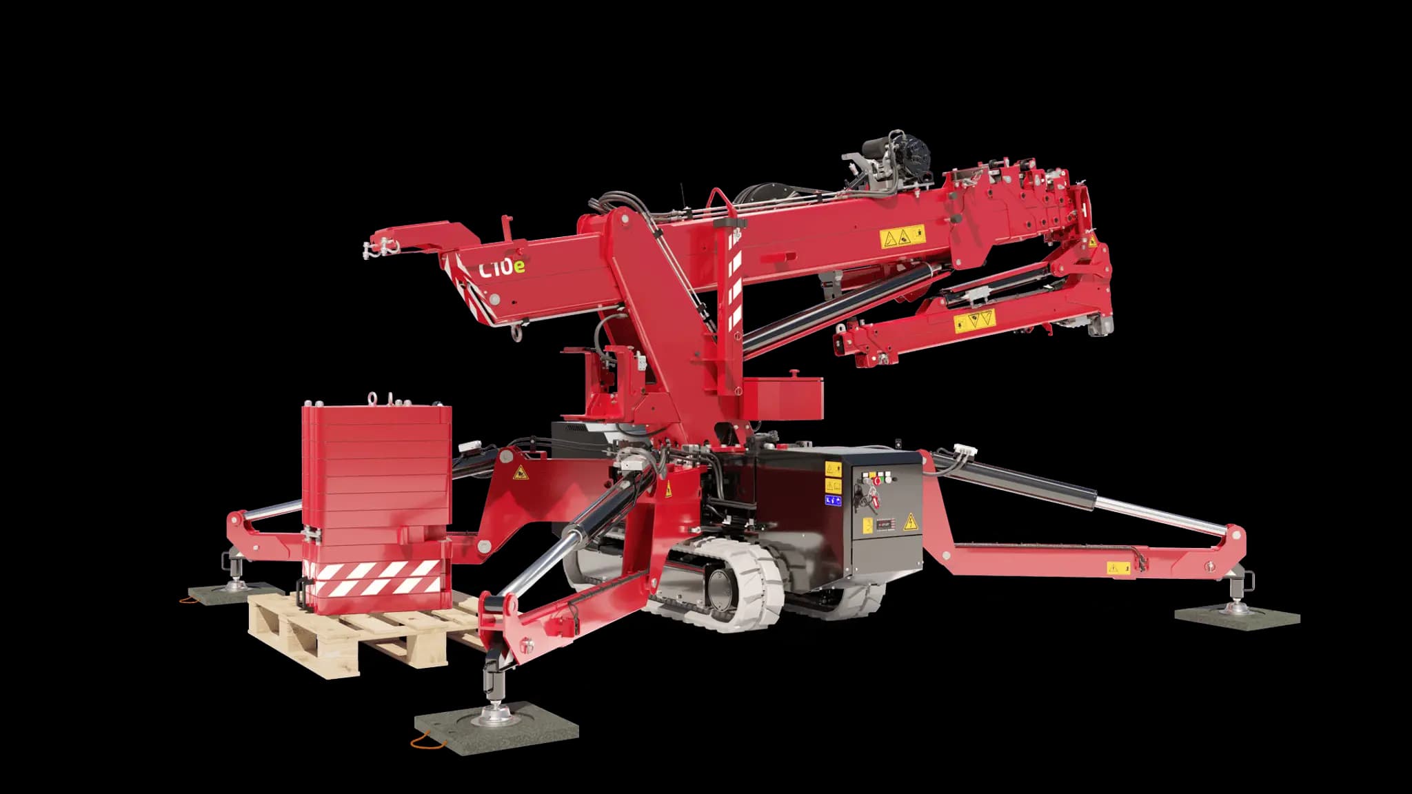 Image of the C10e crane with the ballast being removed.