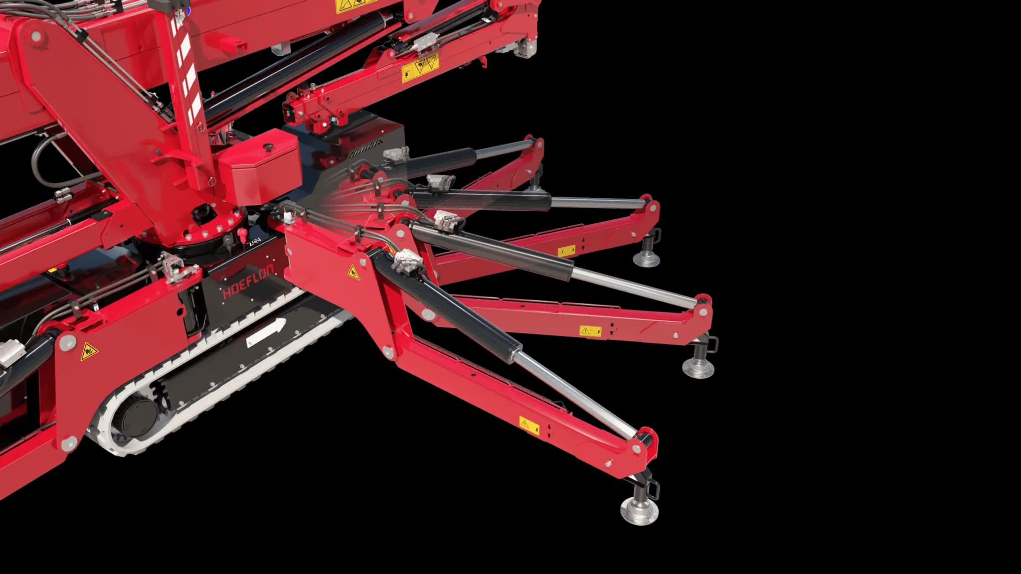 Image of the C10e crane with adjustable outrigger foot.