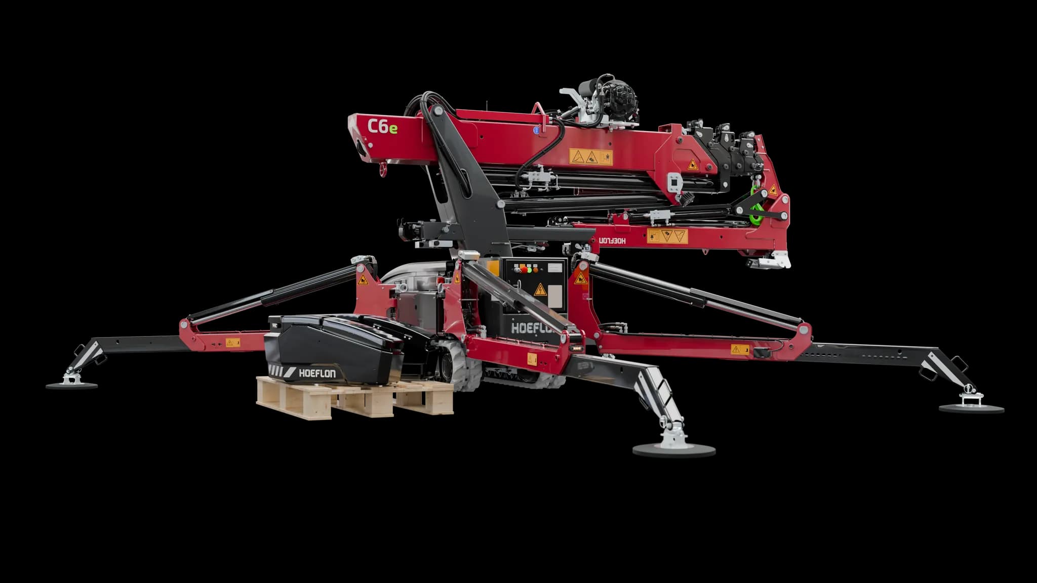 Hoeflon C6e BR crane with the ballast disconnected.