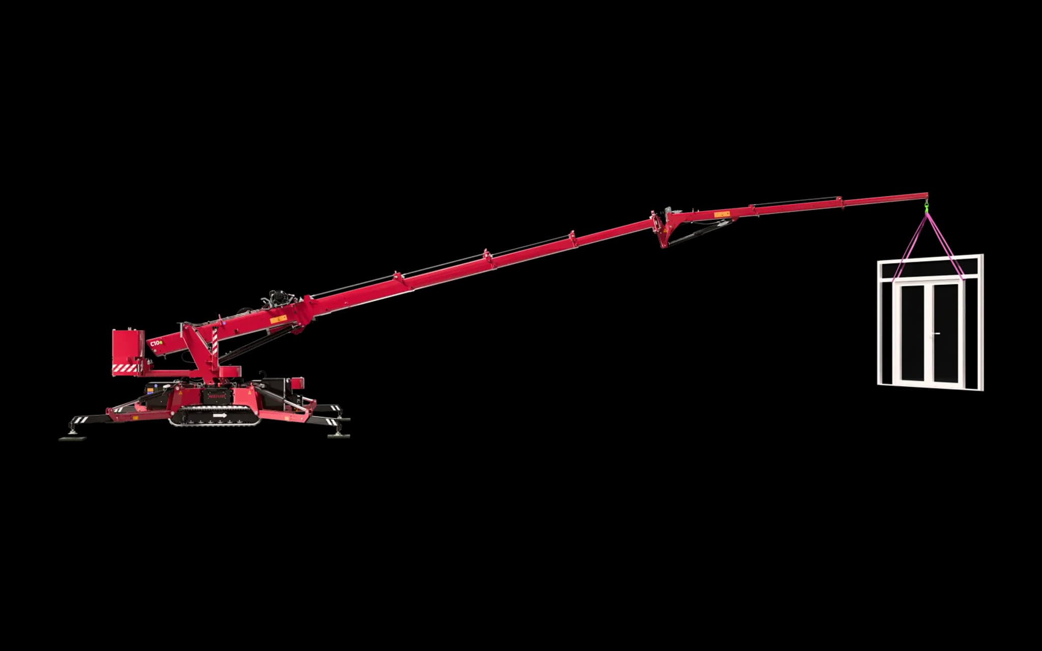 Hoeflon C10 with horizontal lifting load of window frames.
