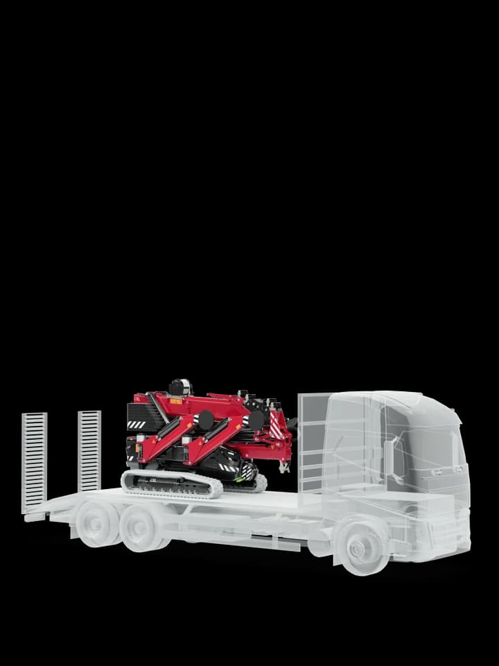 Hoeflon C30 in transport mode on a truck