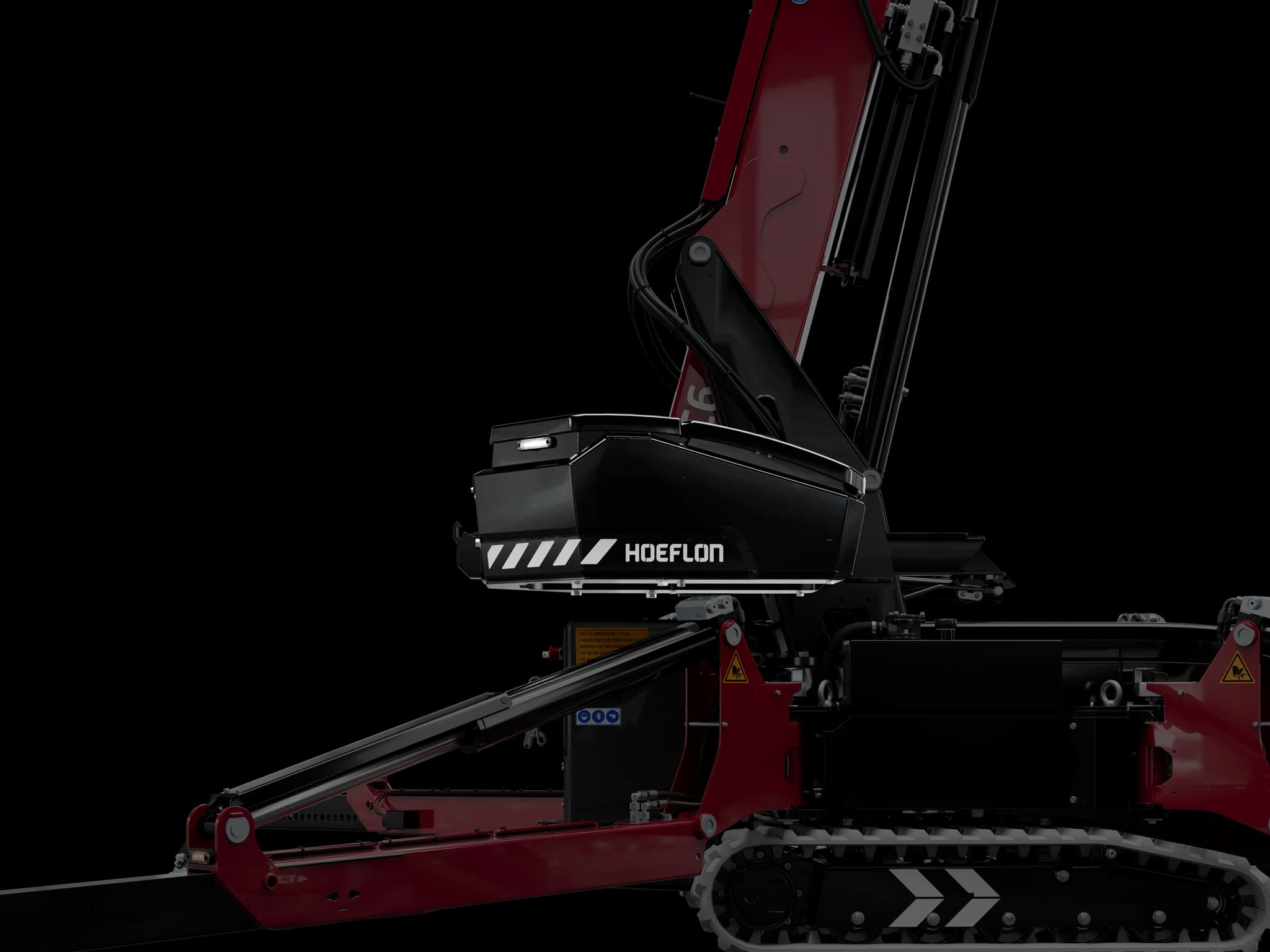 Hoeflon C6e BR crane with sliding ballast.